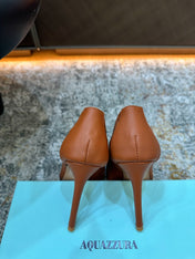 AQUAZZURA 26S HIGH HEELS 110 MM IN BROWN CALFSKIN