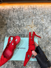 AQUAZZURA 26S SLINGBACK 60 MM IN RED SUEDE