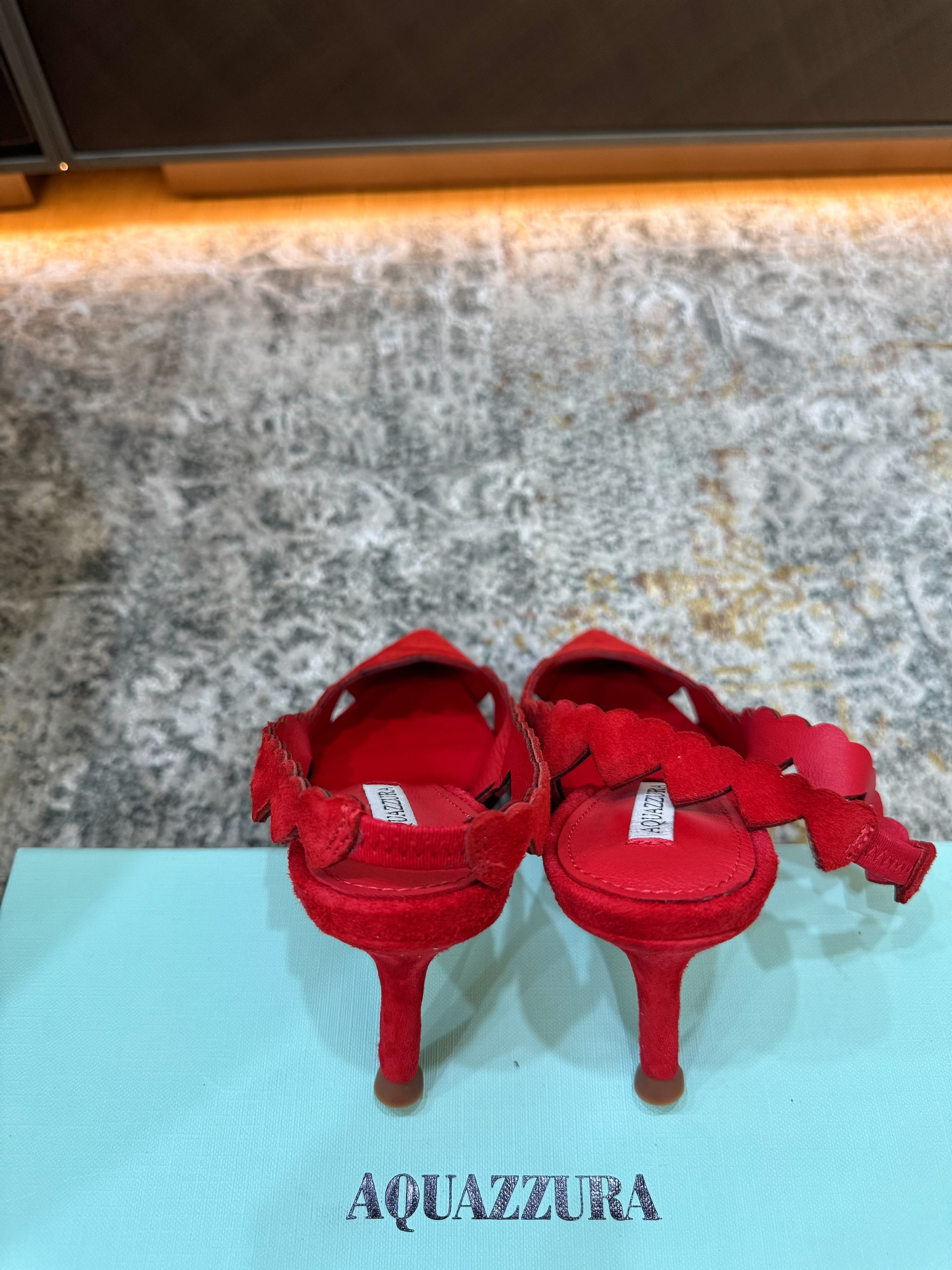AQUAZZURA 26S SLINGBACK 60 MM IN RED SUEDE