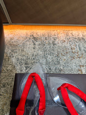 ALAIA 26S THONG SANDALS IN RED SATIN AND TRANSPARENT PVC