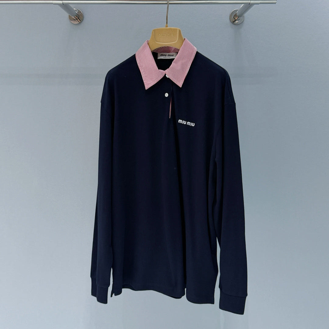 MIUMIU 26S LONG SLEEVE POLO SHIRT 896