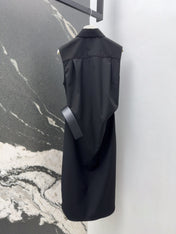 Loewe 25 Drape Sleeveless Dress Black Polyester Fiber