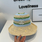 CHANEL 26S CROCHETED STRAW BUCKET HAT 337965