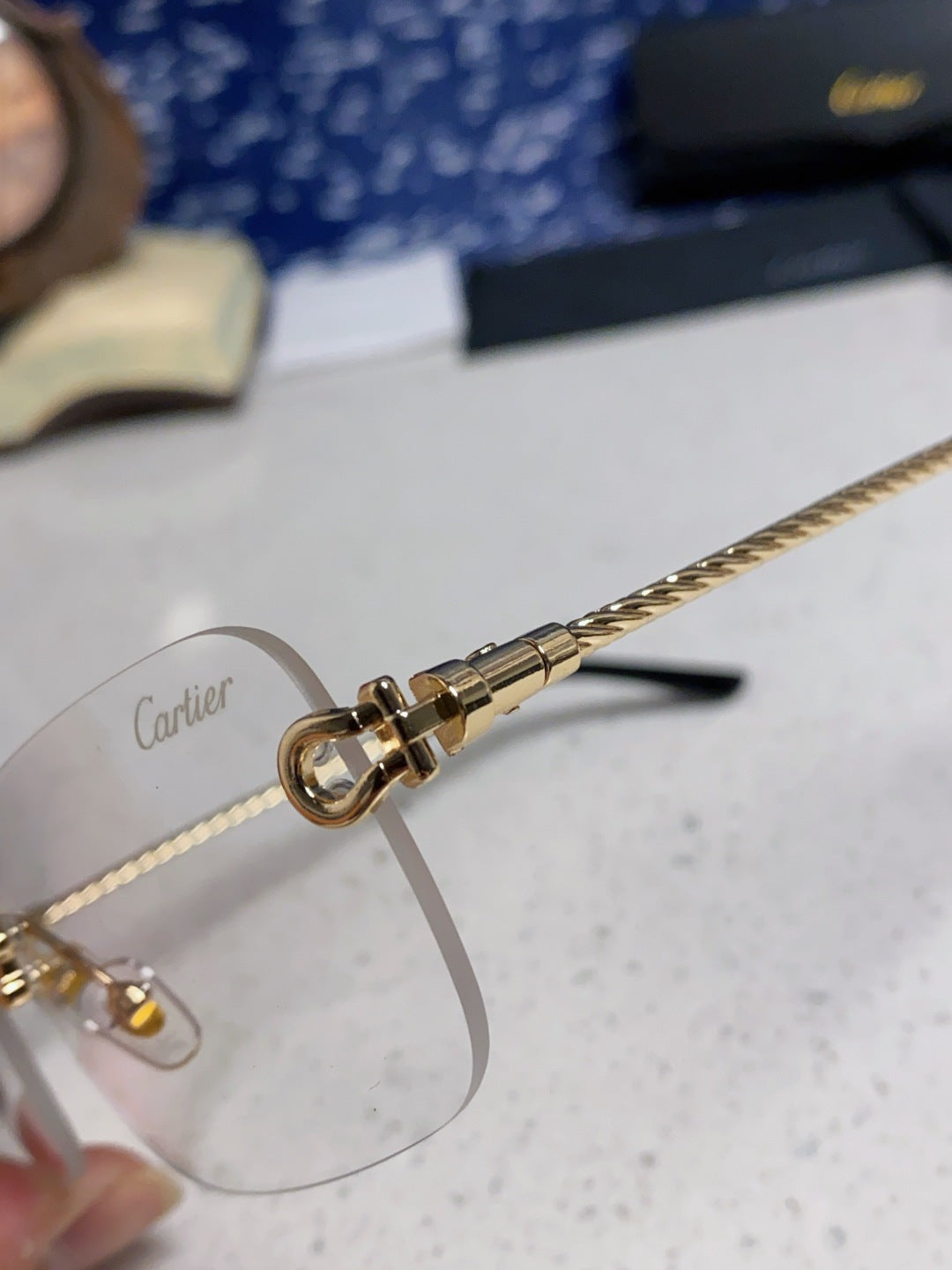 CARTIER 26S RIMLESS RECTANGULAR FRAME IN METAL 434045
