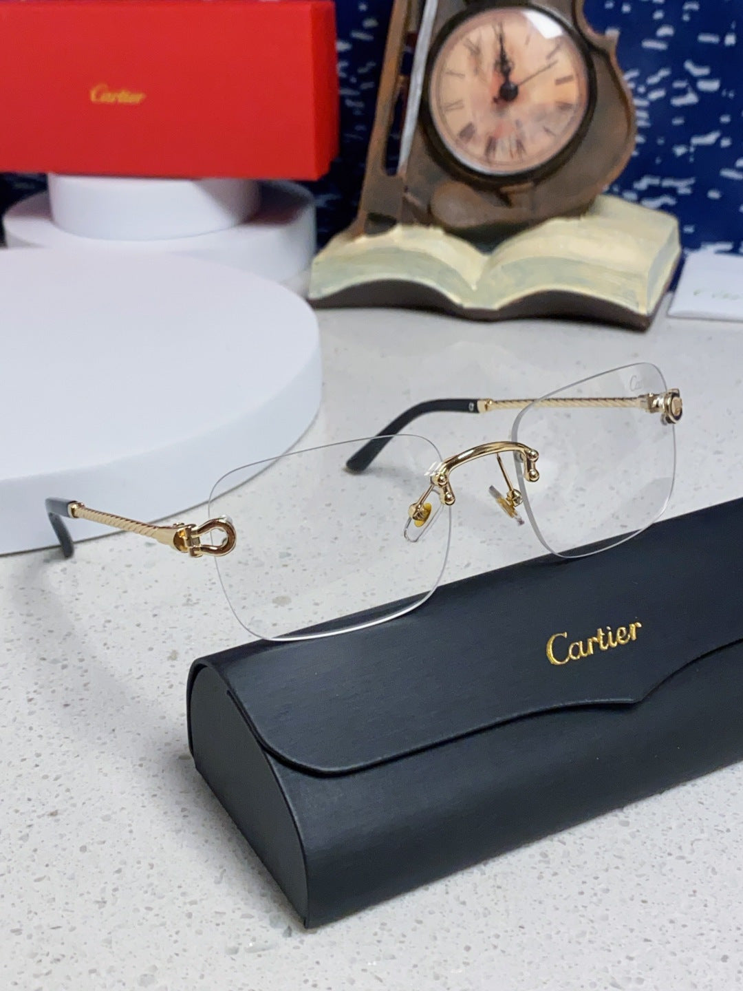 CARTIER 26S RIMLESS RECTANGULAR FRAME IN METAL 434045