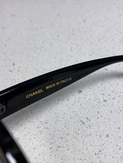CHANEL 26S OVERSIZED BLACK SQUARE FRAME IN BLACK ACETATE 404755