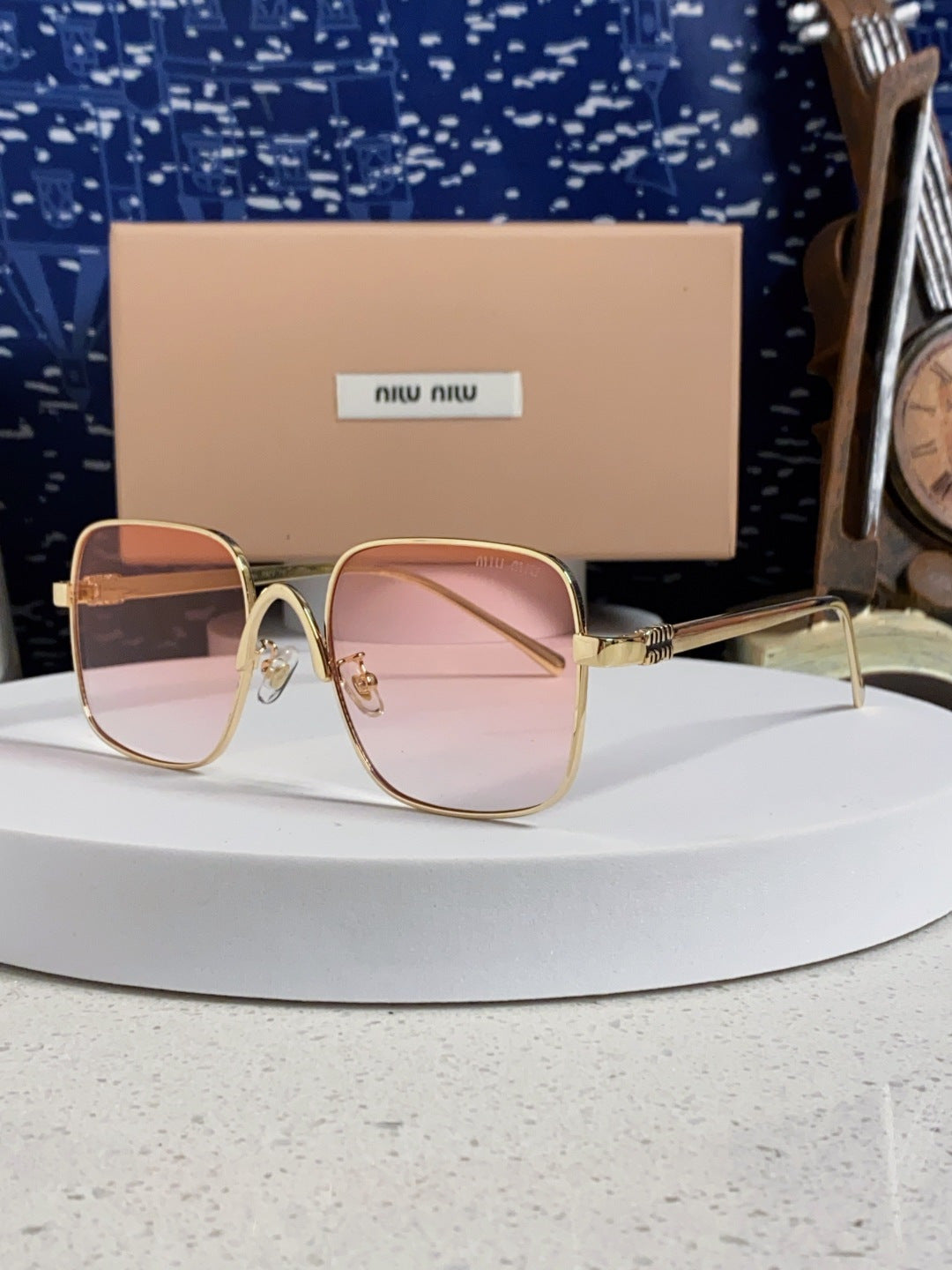 MIUMIU 26S SQUARE GEOMETRIC FRAME IN METAL 445239