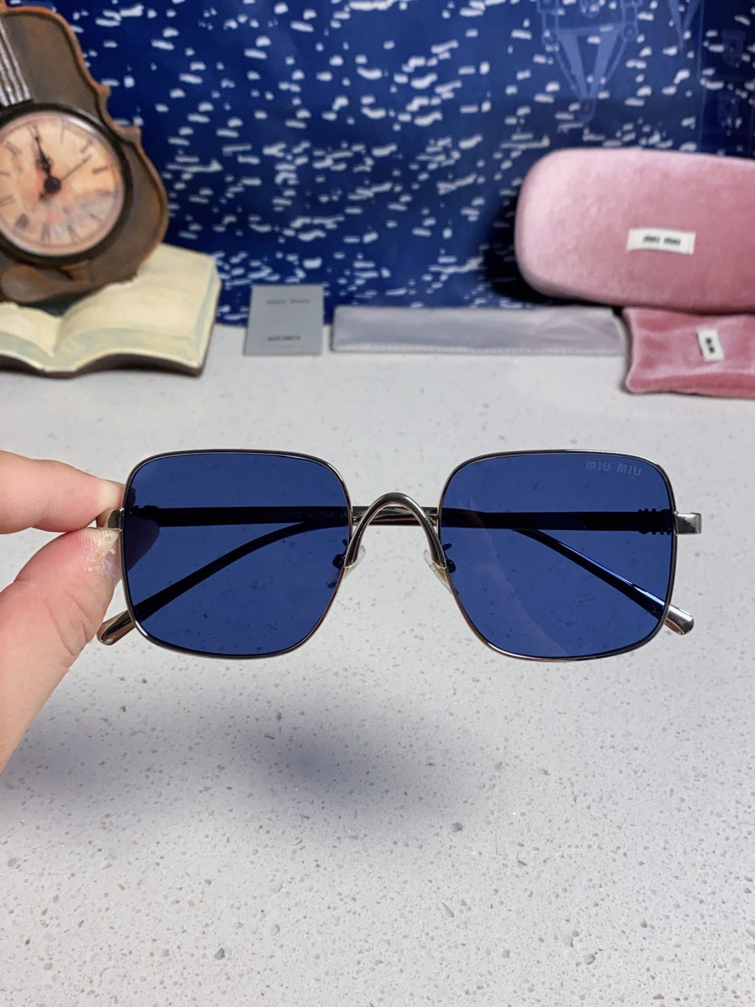 MIUMIU 26S SQUARE GEOMETRIC FRAME IN METAL 445240