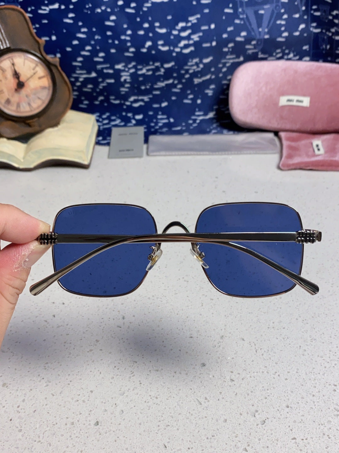 MIUMIU 26S SQUARE GEOMETRIC FRAME IN METAL 445240
