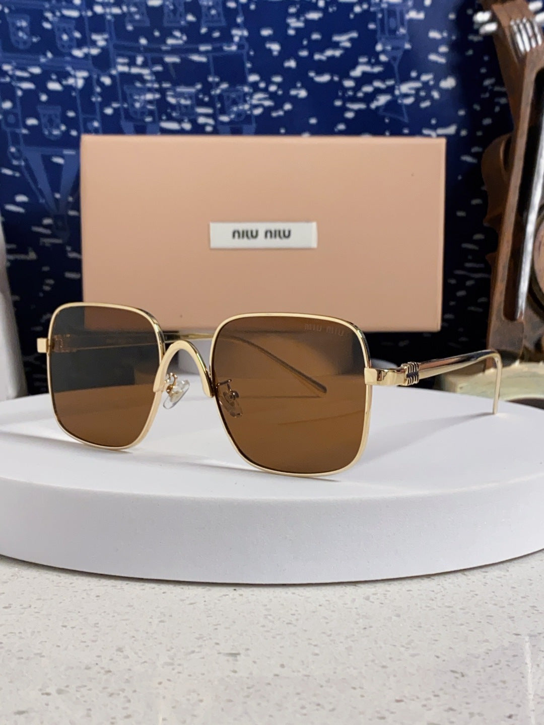 MIUMIU 26S SQUARE GEOMETRIC FRAME IN METAL 445241