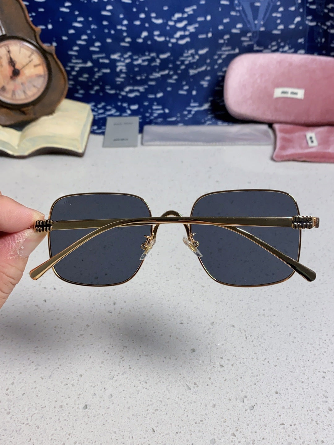MIUMIU 26S SQUARE GEOMETRIC FRAME IN METAL 445243