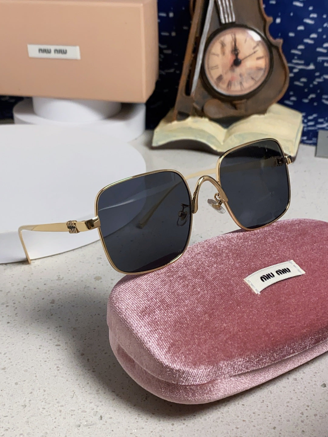 MIUMIU 26S SQUARE GEOMETRIC FRAME IN METAL 445243