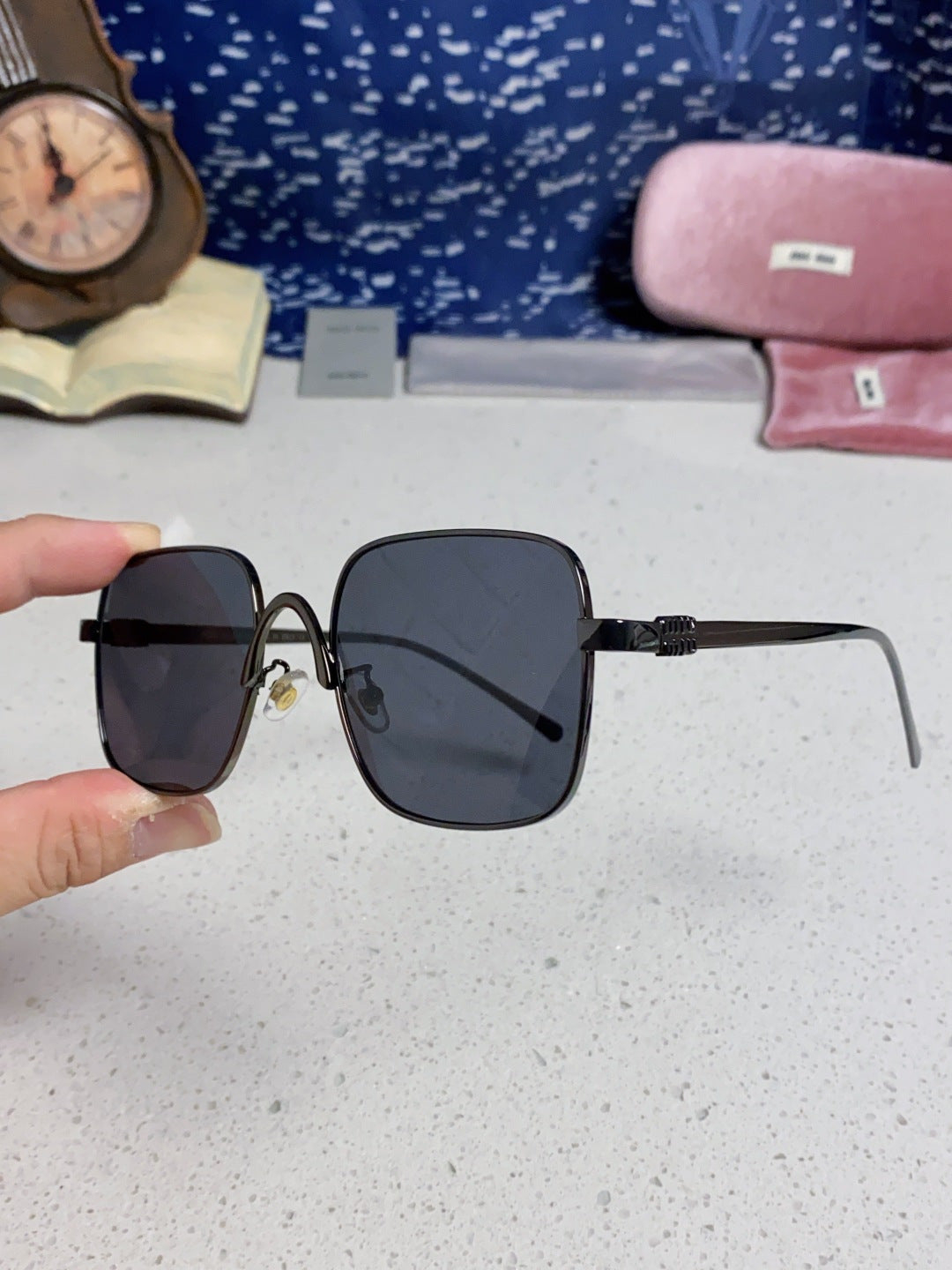 MIUMIU 26S SQUARE GEOMETRIC FRAME IN METAL 445244
