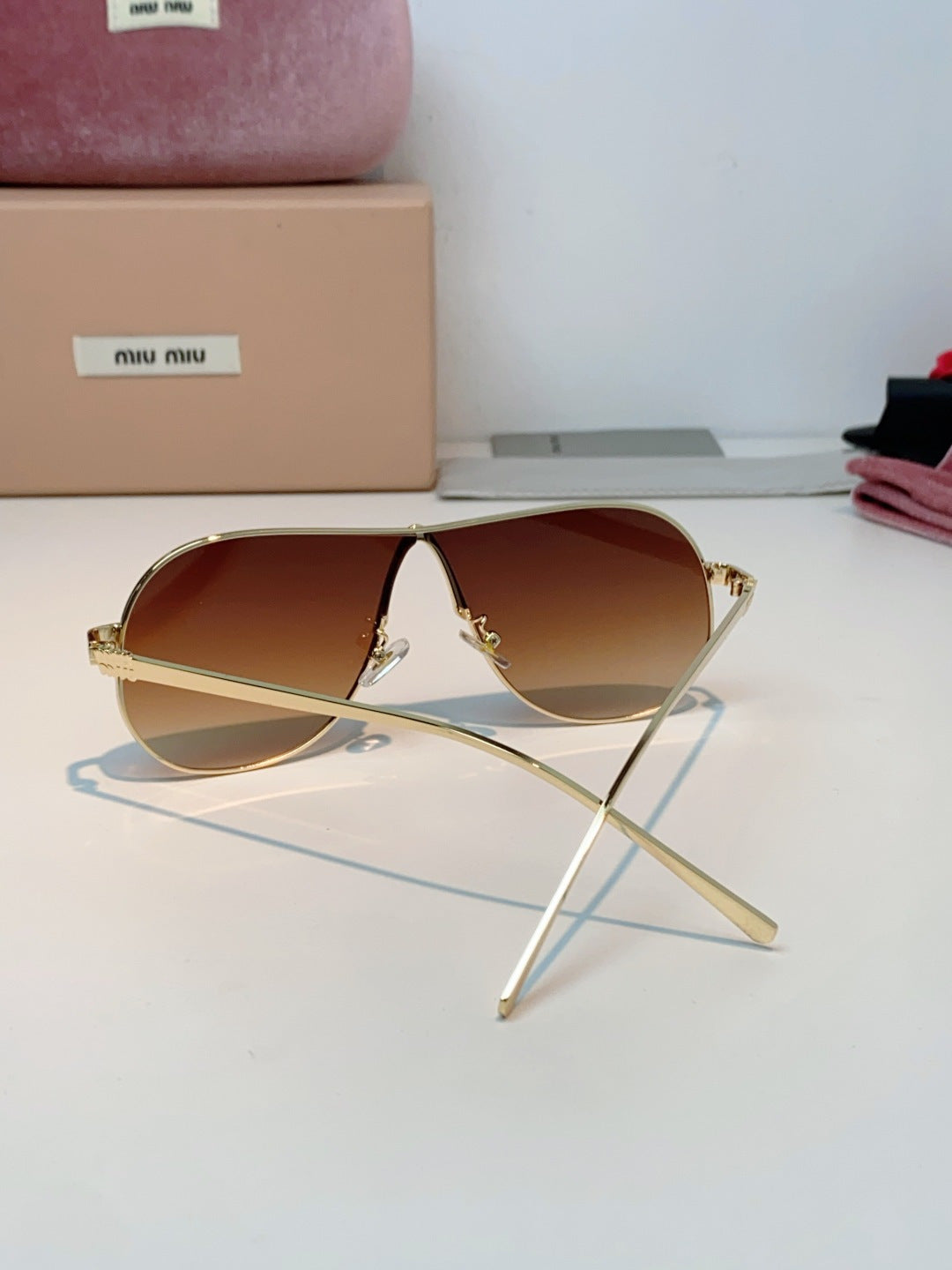 MIUMIU 26S OVAL FRAMEAVIATOR FRAME IN METAL 424523