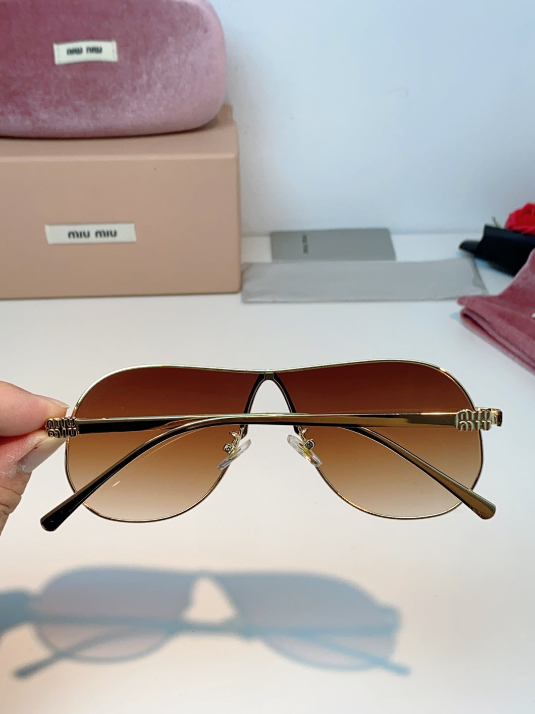 MIUMIU 26S OVAL FRAMEAVIATOR FRAME IN METAL 424523