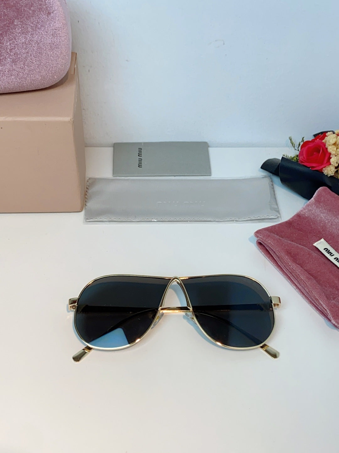 MIUMIU 26S OVAL FRAMEAVIATOR FRAME IN METAL 424525