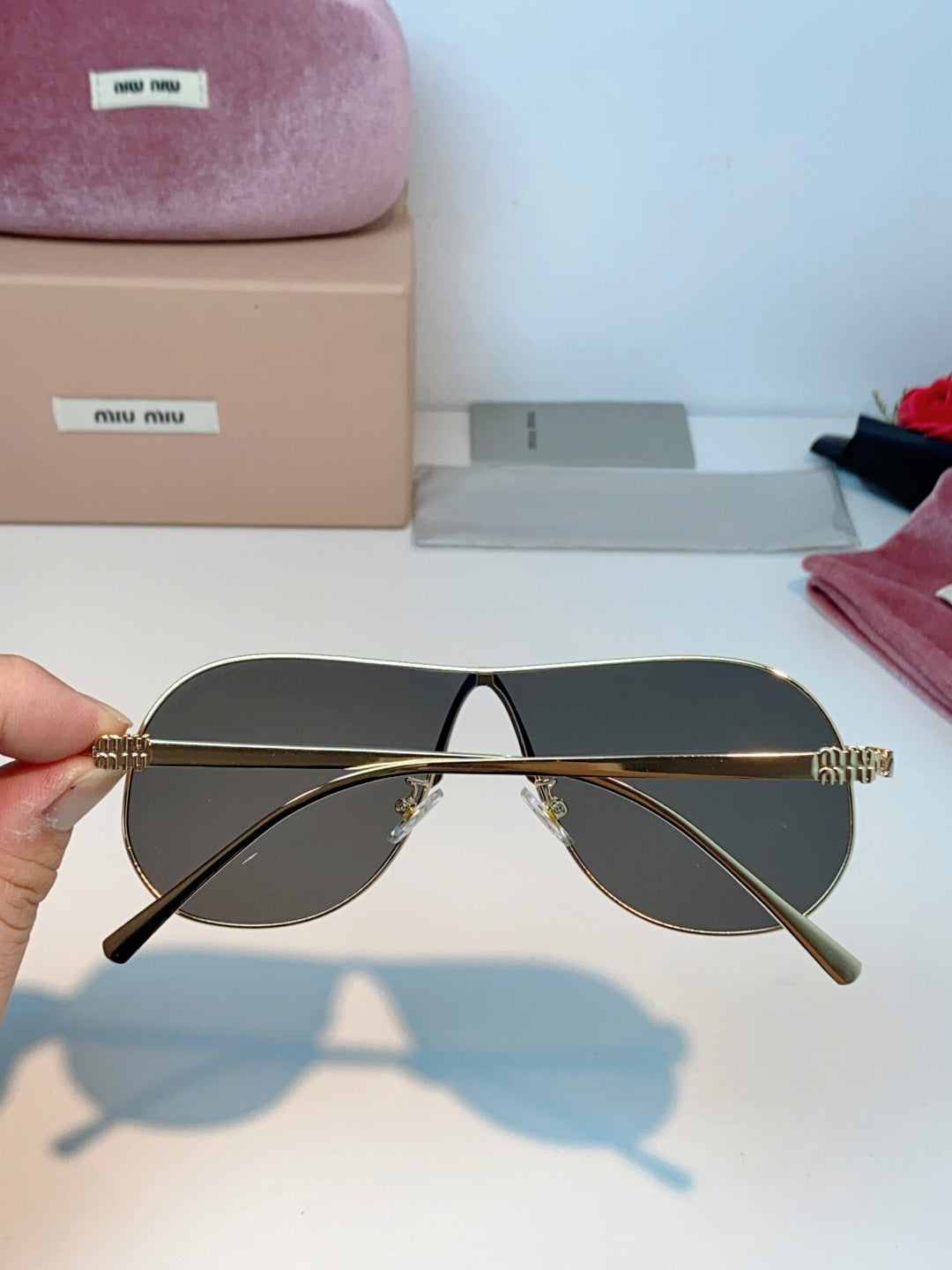 MIUMIU 26S OVAL FRAMEAVIATOR FRAME IN METAL 424525
