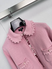 CHANEL 25S KNIT CARDIGAN WITH LACE COLLAR 415