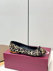 GUCCI 26S ROUND TOE BALLET FLATS IN LEOPARD PRINT CALF HAIR