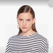 MIUMIU 26S CHAIN HOOP LOGO DROP EARRINGS IN GOLD TONE METAL 617564
