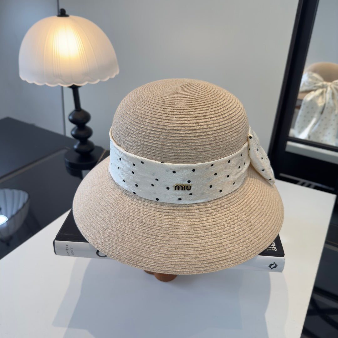 MIUMIU WIDE-BRIM BUCKET HAT WITH BOW STYLE 45