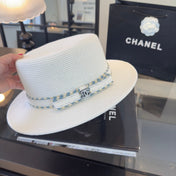 CHANEL 26S FLAT-BRIM STRAW HAT 338059