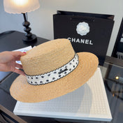 CHANEL 26S FLAT-BRIM STRAW HAT 338047