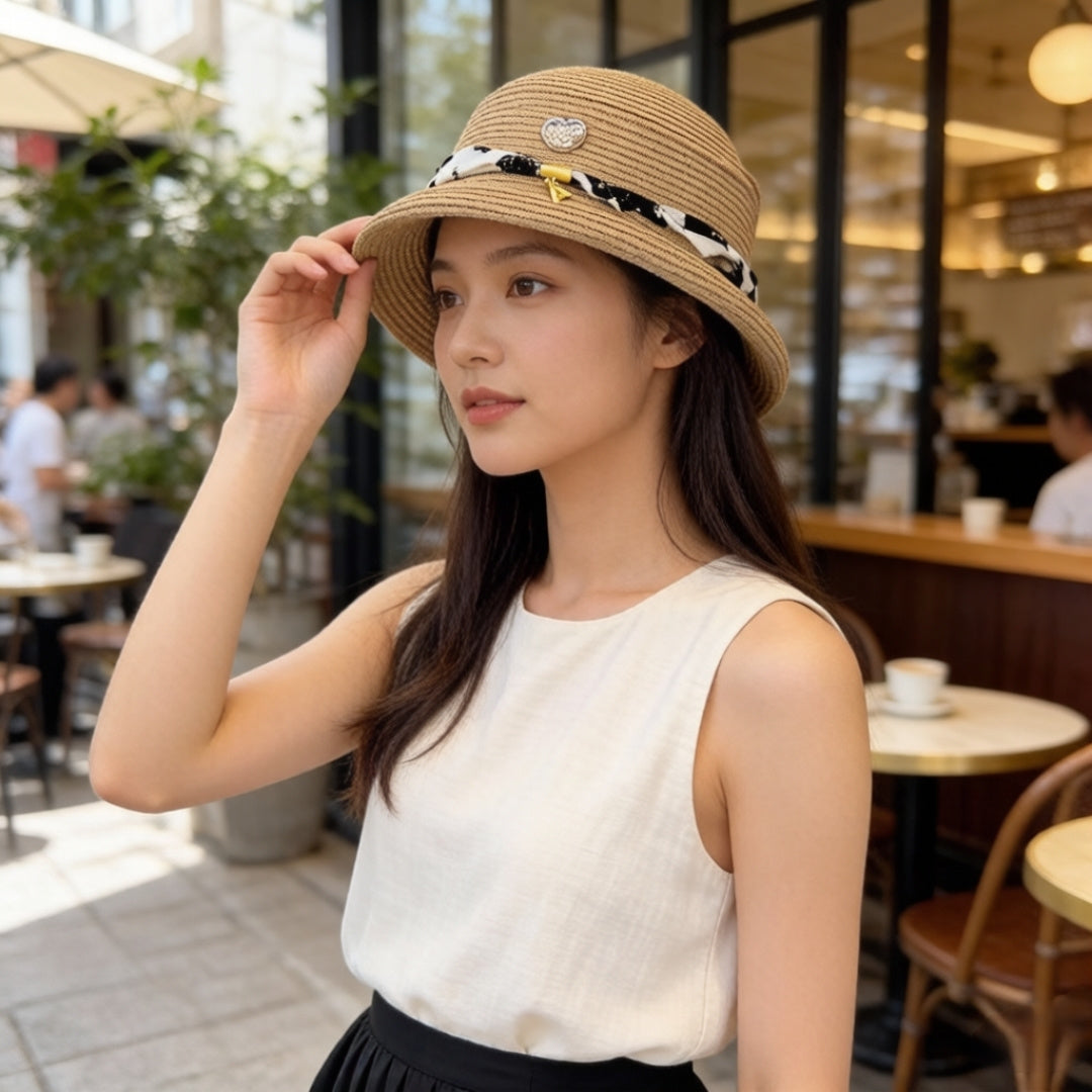 CHANEL 26S BOATER STRAW HAT 338053
