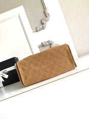 CHANEL 25S HOBO BAG 40 IN BROWN SUEDE WITH GOLD HARDWARE