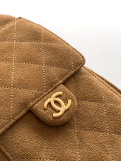 CHANEL 25S HOBO BAG 30 IN BROWN SUEDE WITH GOLD HARDWARE