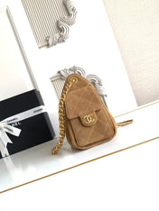 CHANEL 25S HOBO BAG 22 IN BROWN SUEDE WITH GOLD HARDWARE