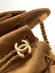 CHANEL 25S HOBO BAG 22 IN BROWN SUEDE WITH GOLD HARDWARE