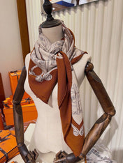 HERMES 26S SCARF 140 IN CASHMERE AND SILK 303354