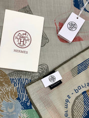HERMES 26S SCARF 140 IN CASHMERE AND SILK 303156