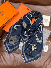 HERMES 26S SCARF 140 IN CASHMERE AND SILK 303157