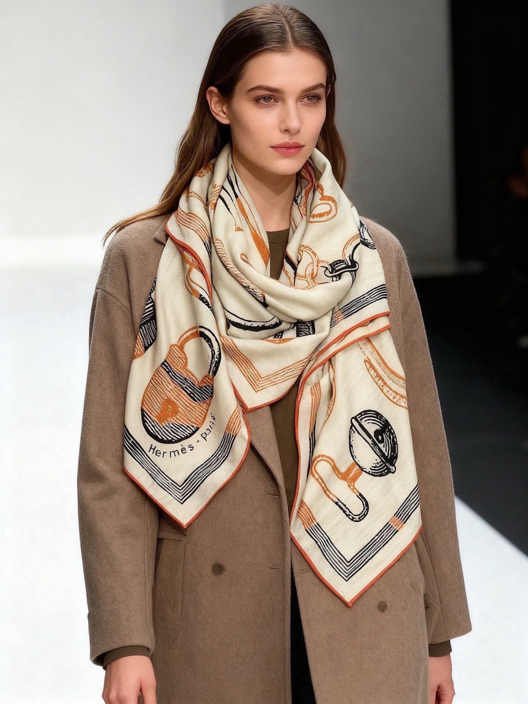 HERMES 26S SCARF 140 IN CASHMERE AND SILK 303159