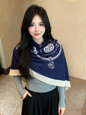 HERMES 26S SCARF 140 IN CASHMERE AND SILK 304242