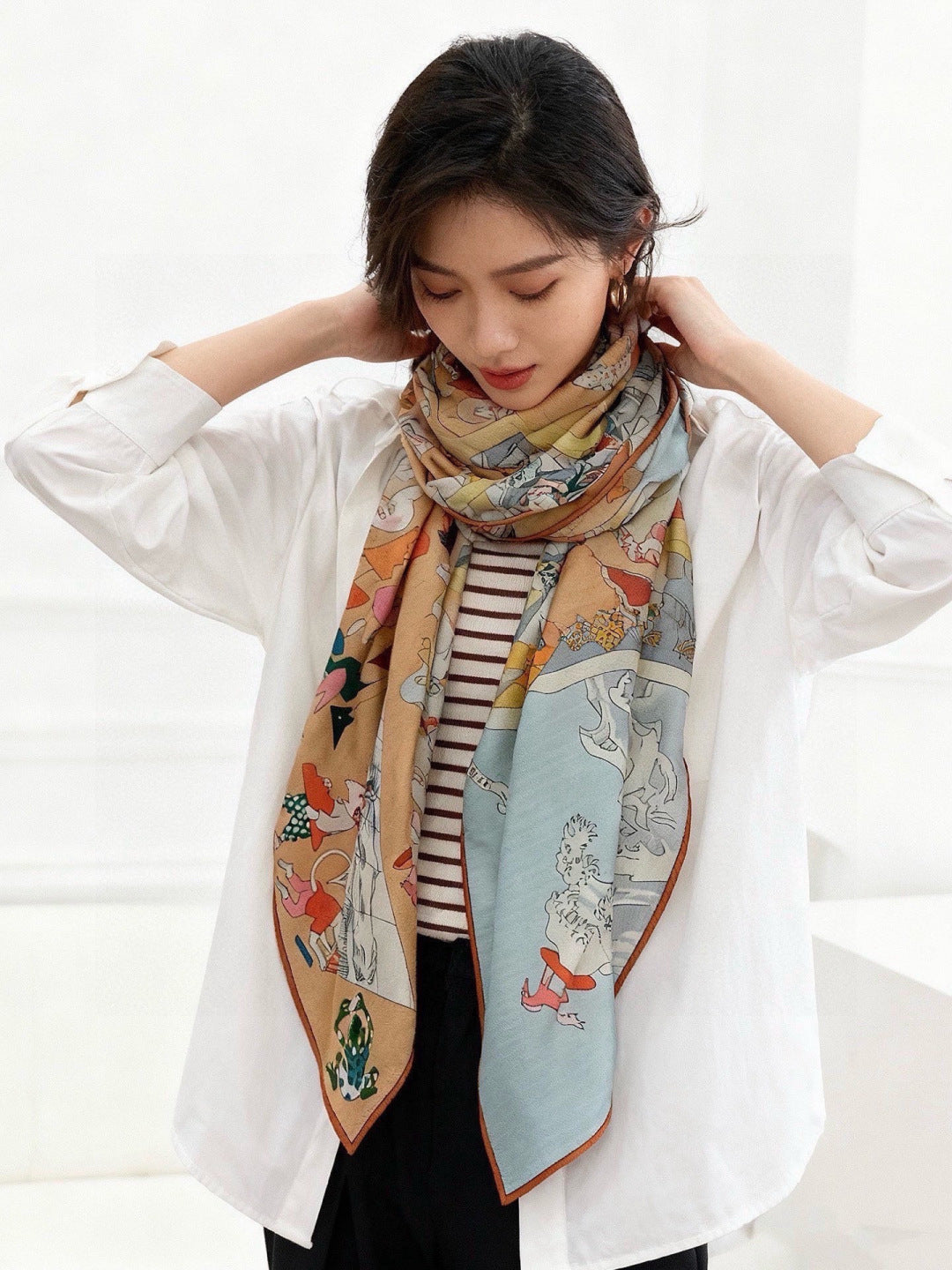 HERMES 26S SCARF 135 IN CASHMERE AND SILK 304246