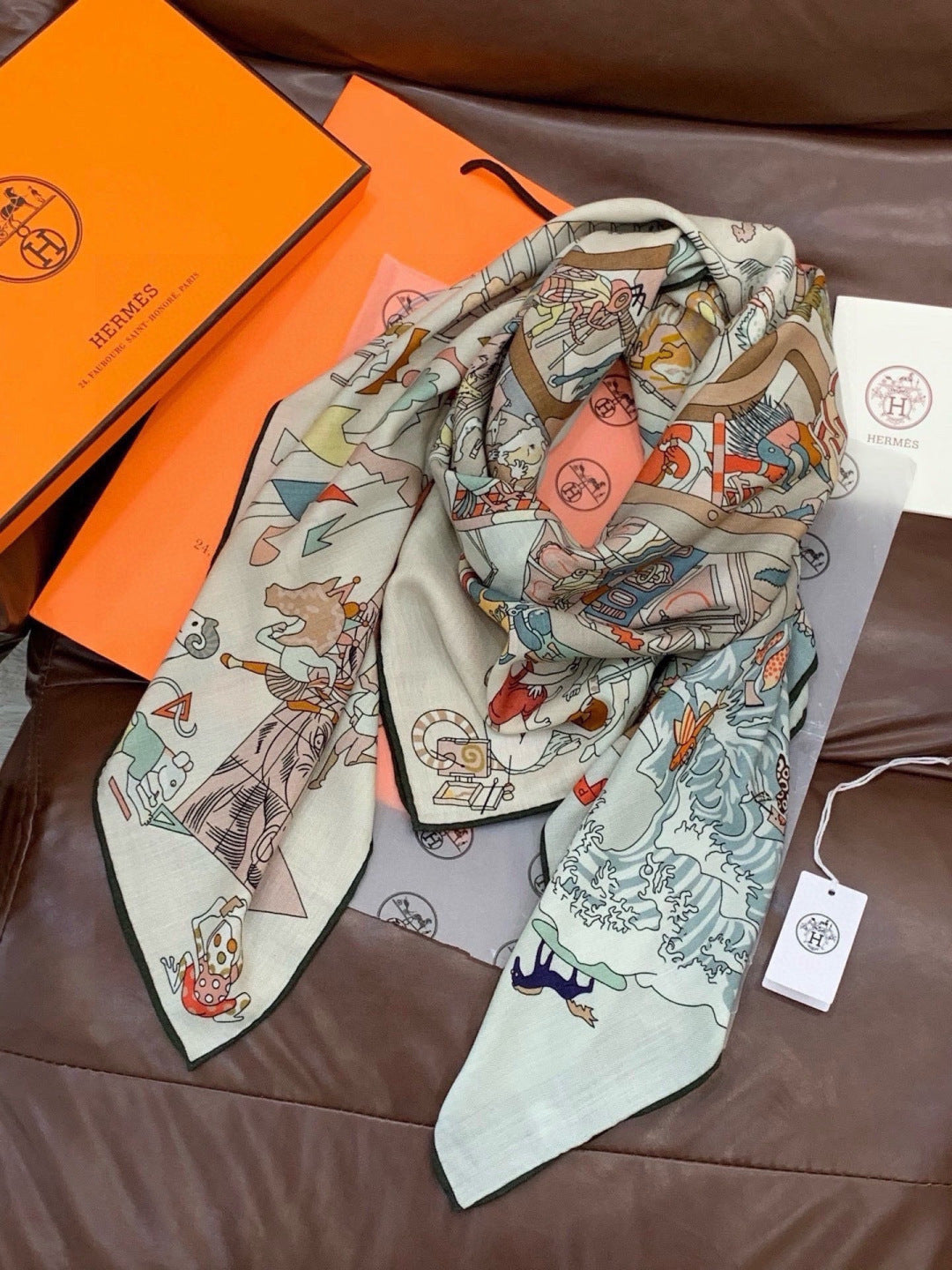 HERMES 26S SCARF 135 IN CASHMERE AND SILK 304248