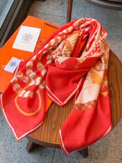 HERMES 26S SCARF 140 IN CASHMERE AND SILK 304706