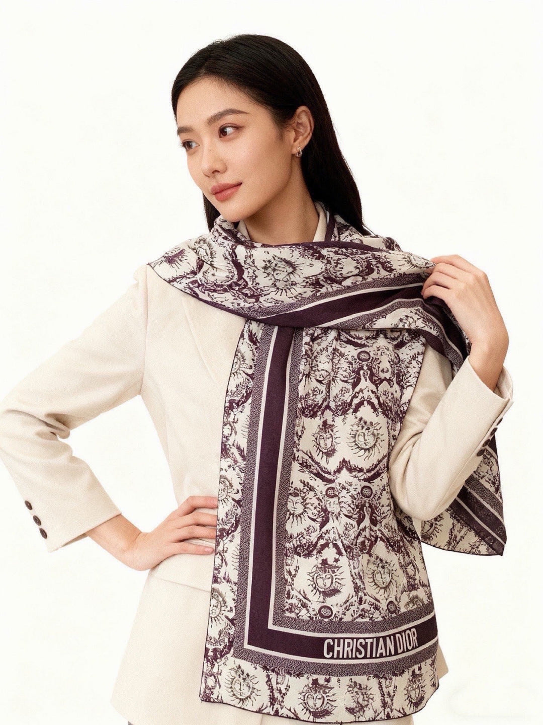 DIOR 26S SCARF 135CM IN CASHMERE SILK 304711