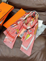 HERMES 26S LONG SCARF 200 IN CASHMERE AND SILK 307234