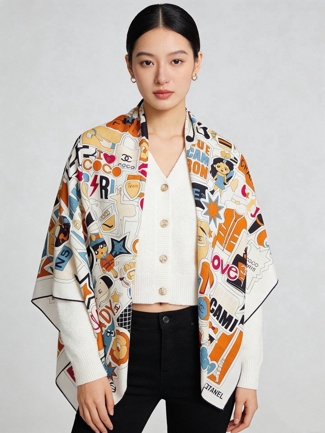 CHANEL 26S SCARF 135 IN CASHMERE AND SILK 309871