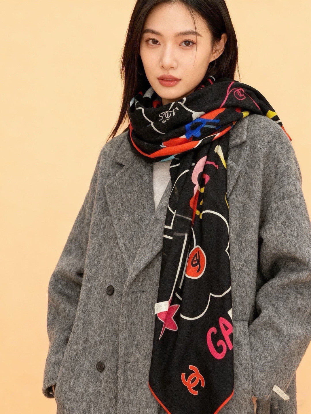 CHANEL 26S SCARF 135 IN CASHMERE AND SILK 309916