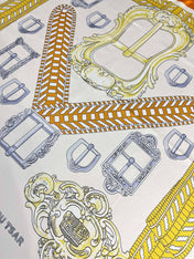HERMES 26S PRINTED SQUARE SCARF 88 IN SILK 309938
