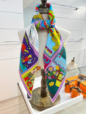 HERMES 26S PRINTED SQUARE SCARF 88 IN SILK 309943