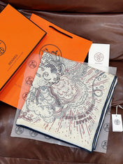 HERMES 26S PRINTED SQUARE SCARF 135 IN SILK 311976
