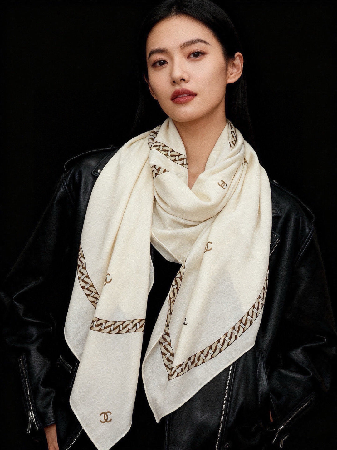 CHANEL 26S SCARF 135 IN SILK AND CASHMERE 313344