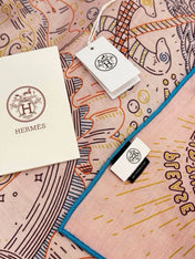 HERMES 26S SCARF 140 IN SILK AND CASHMERE 492394