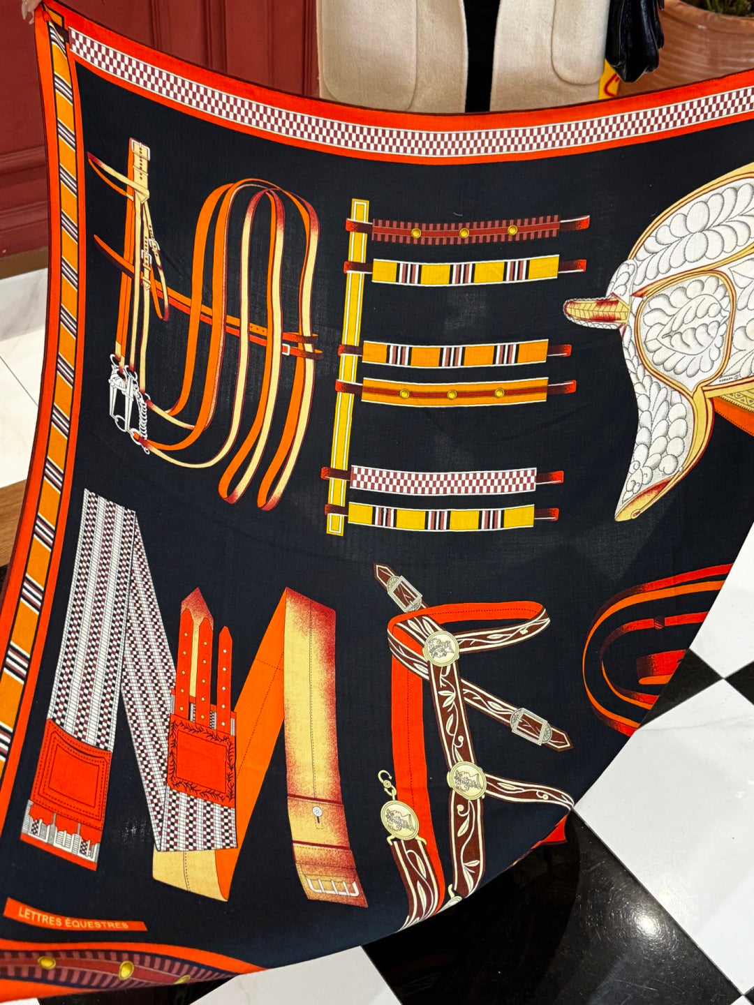HERMES 26S SCARF 140 IN SILK AND CASHMERE 492439
